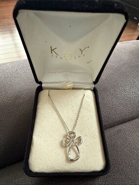 Kay Jewelers Silver Cross Drop Pendant Necklace